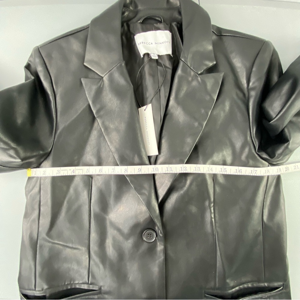 Rebecca Minkoff Black Faux Leather Blazer Jacket Women's size Medium NWT - Picture 8 of 9